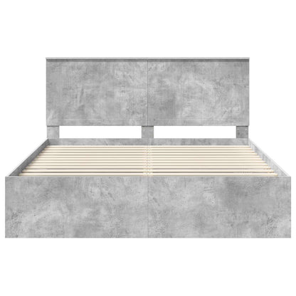 vidaXL Bettrahmen mit Kopfteil Beton 160 x 200 cm Massives Kiefernholz