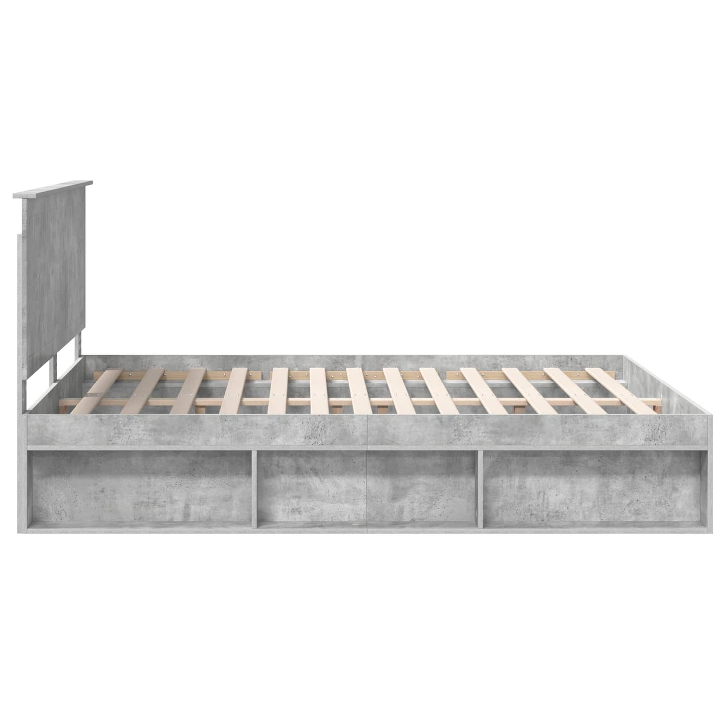 vidaXL Bettrahmen mit Kopfteil Beton 160 x 200 cm Massives Kiefernholz