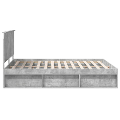 vidaXL Bettrahmen mit Kopfteil Beton 160 x 200 cm Massives Kiefernholz