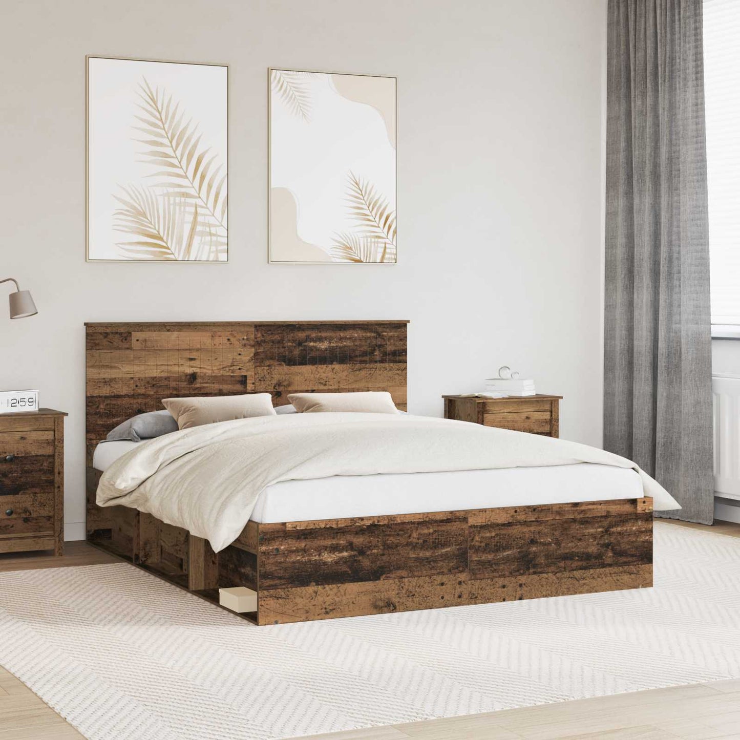 vidaXL Bettrahmen Altholz 160 x 200 cm Massives Kiefernholz