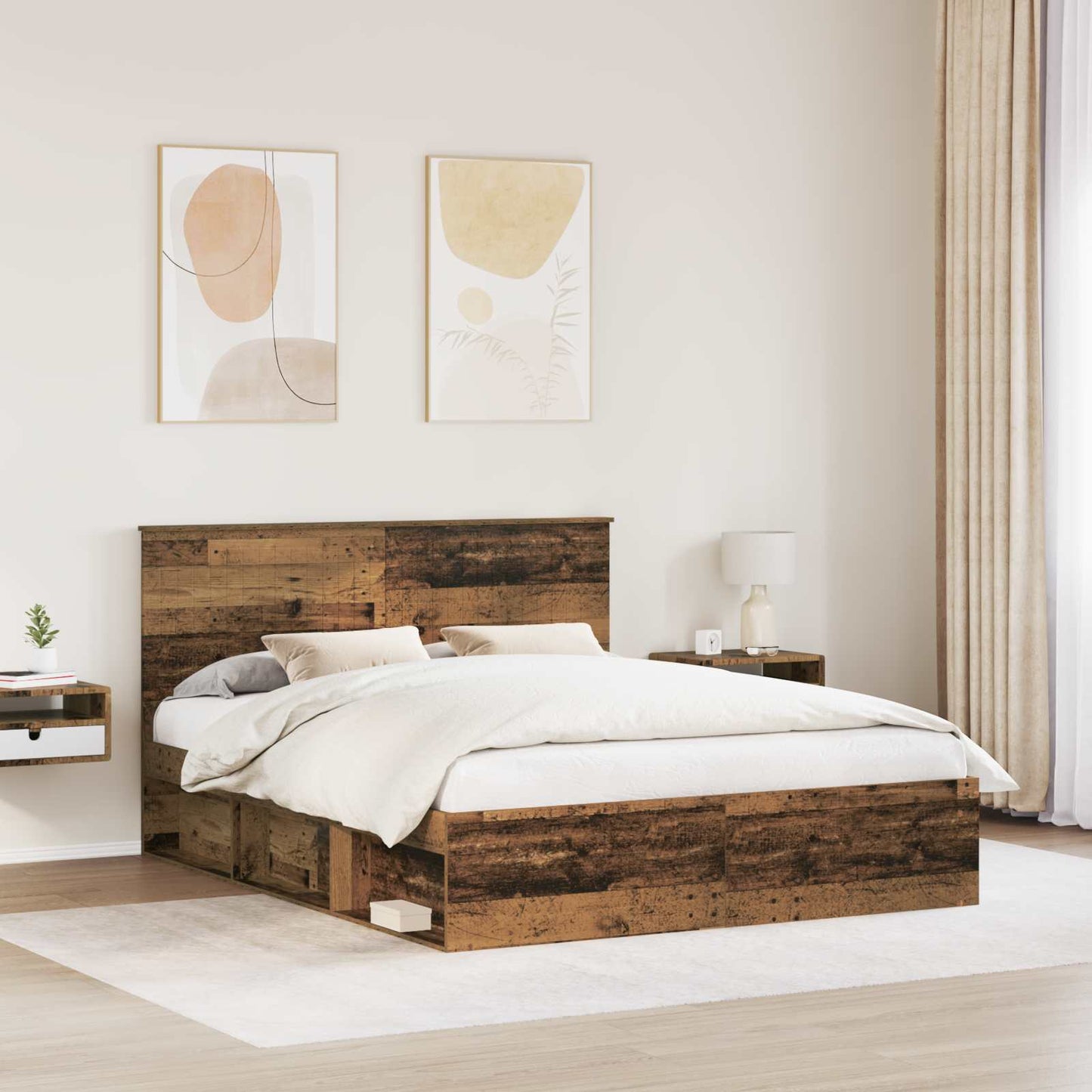 vidaXL Bettrahmen Altholz 160 x 200 cm Massives Kiefernholz