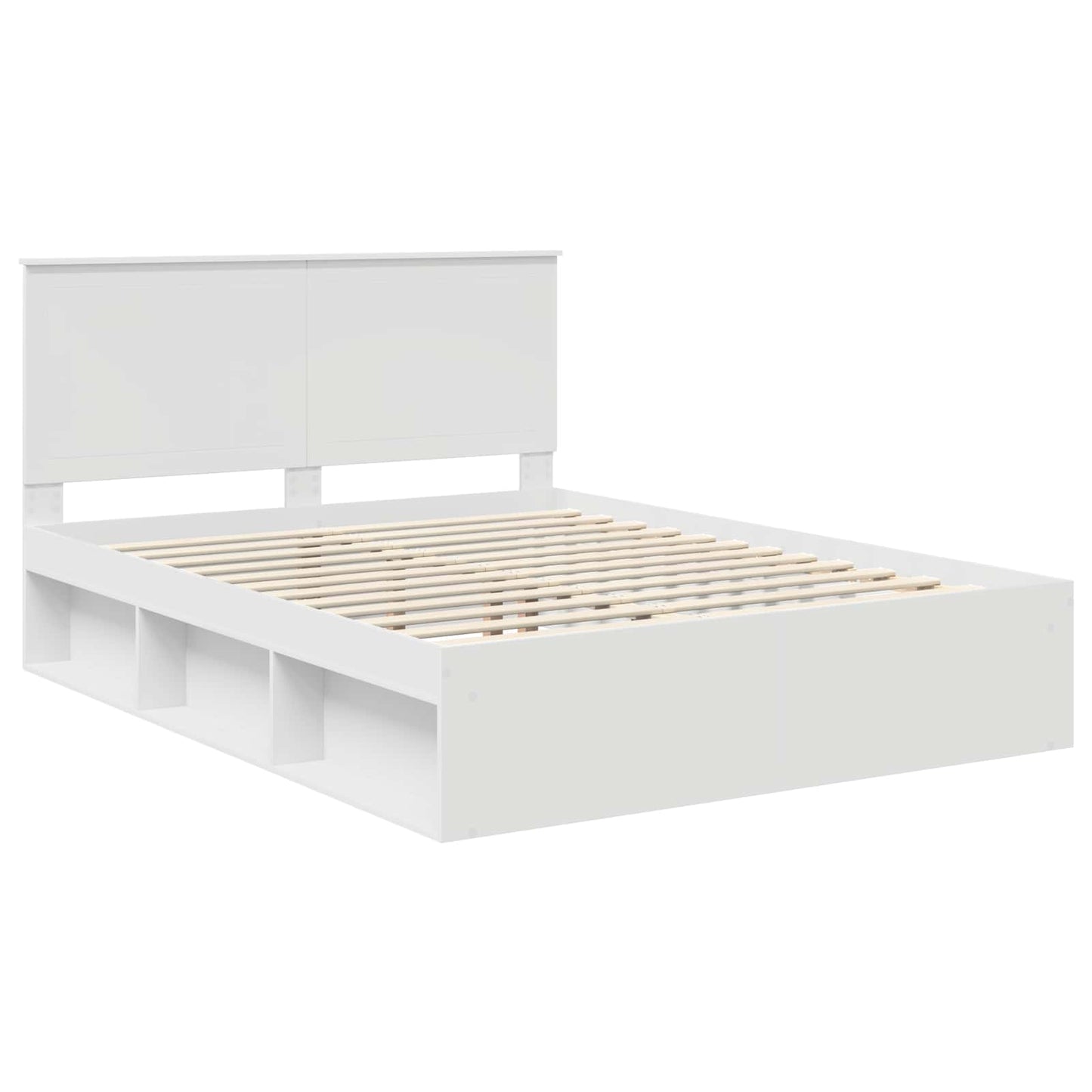 vidaXL Bettrahmen mit Kopfteil Weiß 150 x 200 cm Massives Kiefernholz