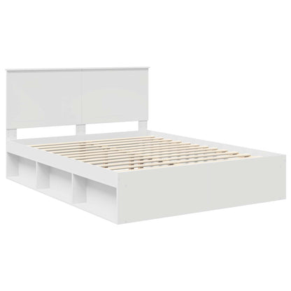 vidaXL Bettrahmen mit Kopfteil Weiß 150 x 200 cm Massives Kiefernholz