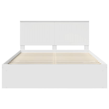 vidaXL Bettrahmen mit Kopfteil Weiß 150 x 200 cm Massives Kiefernholz