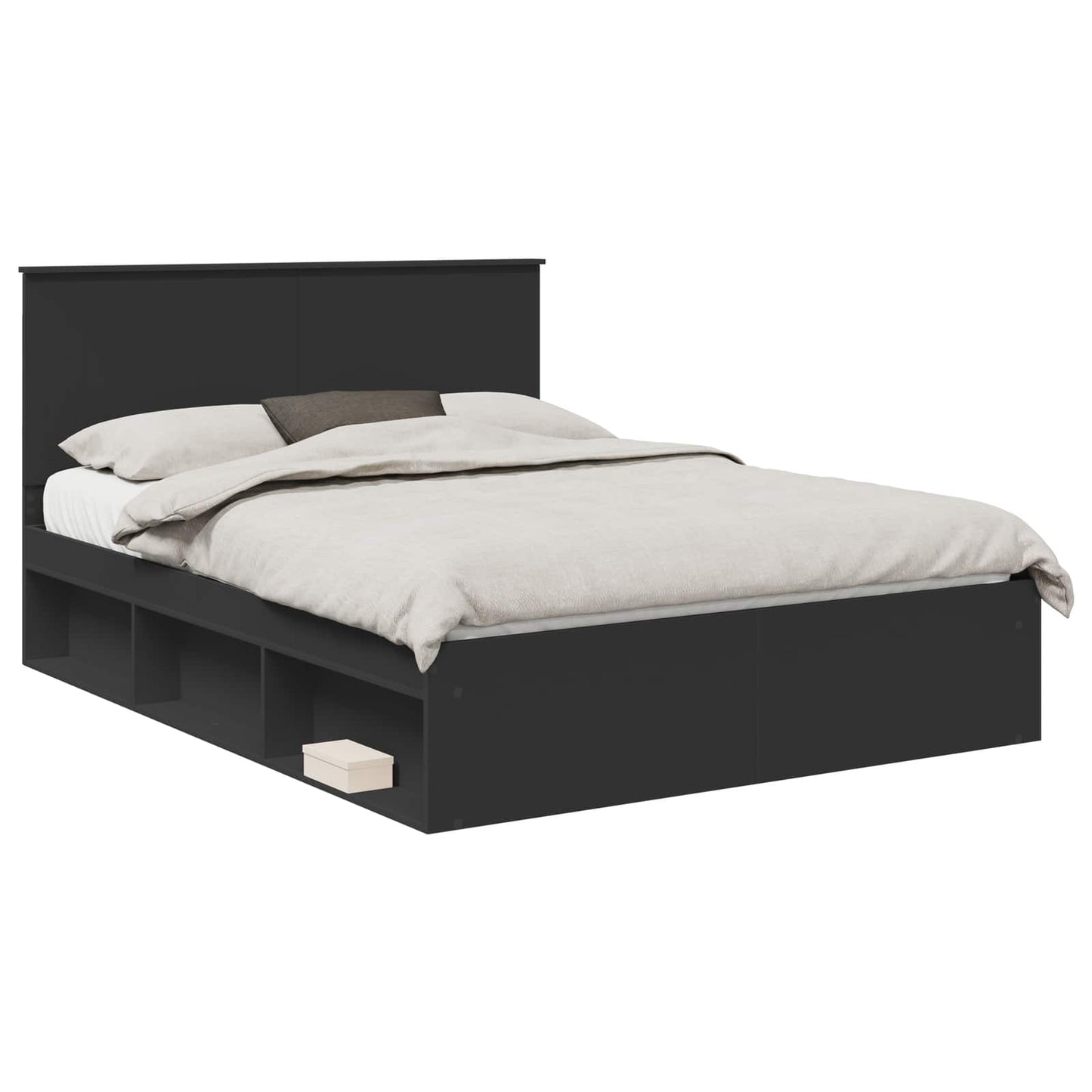 vidaXL Bettrahmen Schwarz 150 x 200 cm Massives Kiefernholz