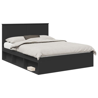 vidaXL Bettrahmen Schwarz 150 x 200 cm Massives Kiefernholz