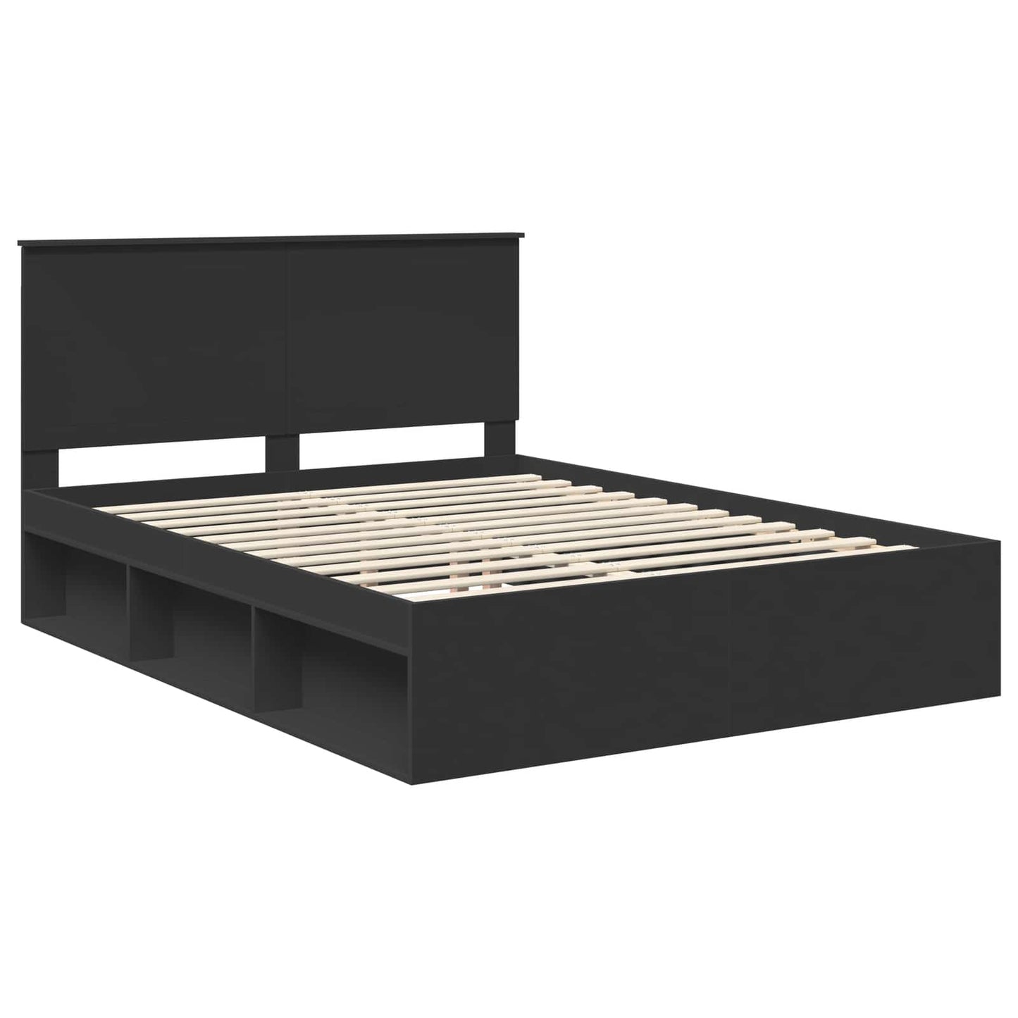 vidaXL Bettrahmen Schwarz 150 x 200 cm Massives Kiefernholz