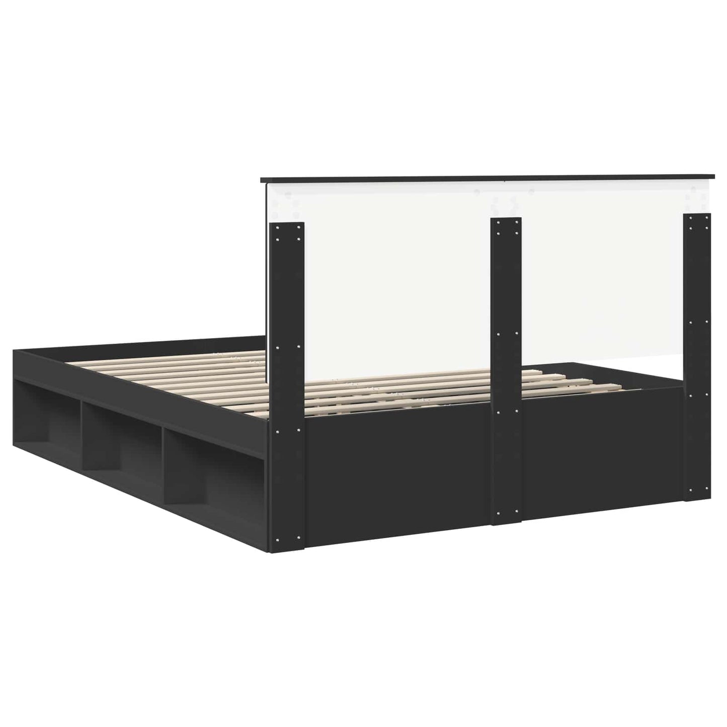 vidaXL Bettrahmen Schwarz 150 x 200 cm Massives Kiefernholz
