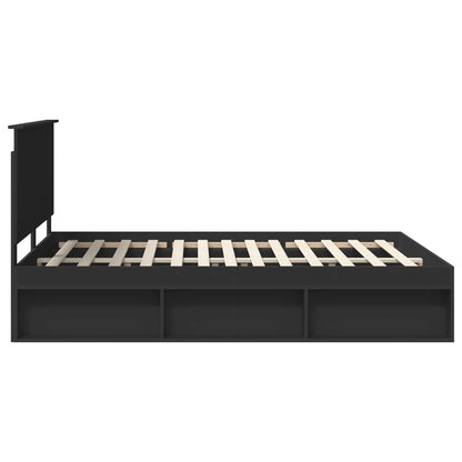 vidaXL Bettrahmen Schwarz 150 x 200 cm Massives Kiefernholz