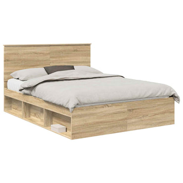 vidaXL Bettrahmen Sonoma-Eiche 150 x 200 cm Massives Kiefernholz