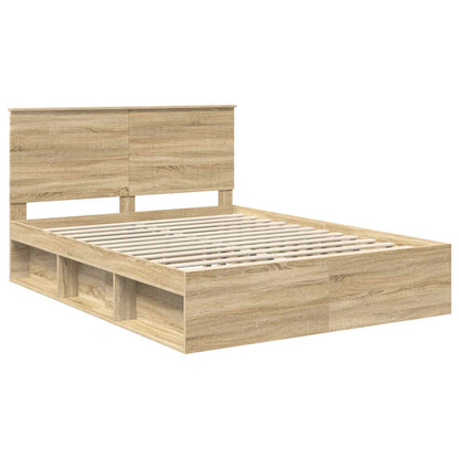 vidaXL Bettrahmen Sonoma-Eiche 150 x 200 cm Massives Kiefernholz