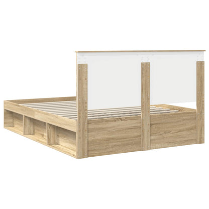 vidaXL Bettrahmen Sonoma-Eiche 150 x 200 cm Massives Kiefernholz