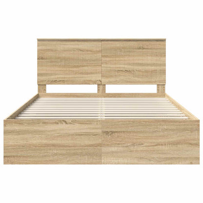 vidaXL Bettrahmen Sonoma-Eiche 150 x 200 cm Massives Kiefernholz