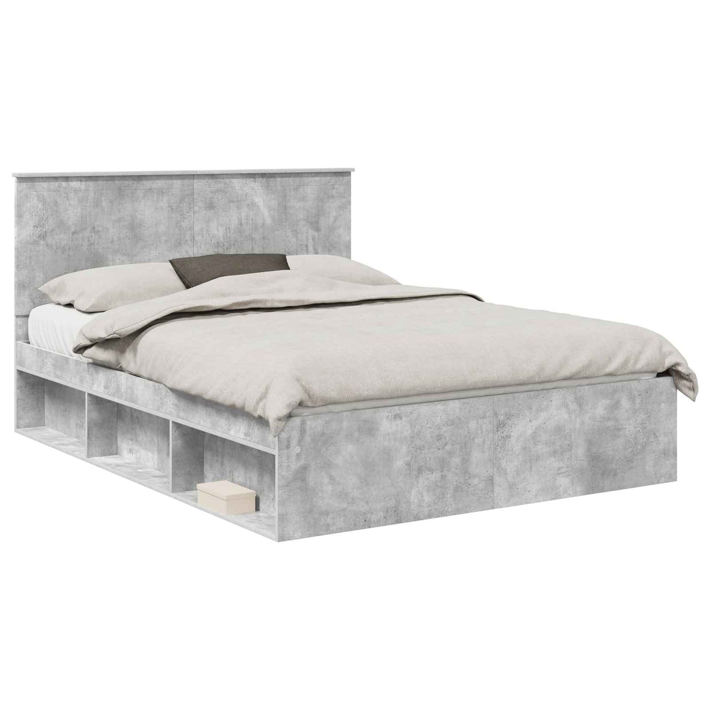 vidaXL Bettrahmen Beton Grau 150 x 200 cm Massives Kiefernholz