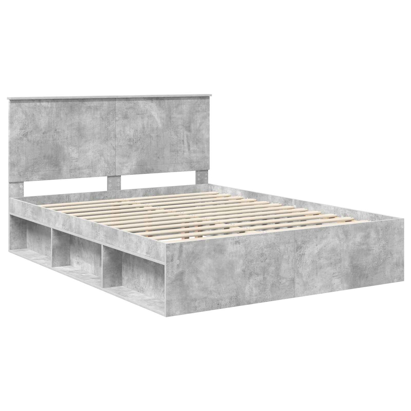 vidaXL Bettrahmen Beton Grau 150 x 200 cm Massives Kiefernholz