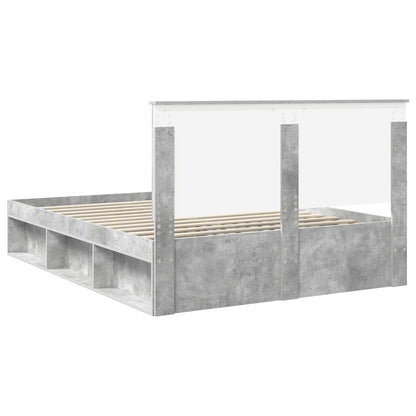 vidaXL Bettrahmen Beton Grau 150 x 200 cm Massives Kiefernholz
