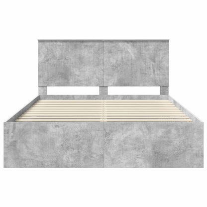 vidaXL Bettrahmen Beton Grau 150 x 200 cm Massives Kiefernholz