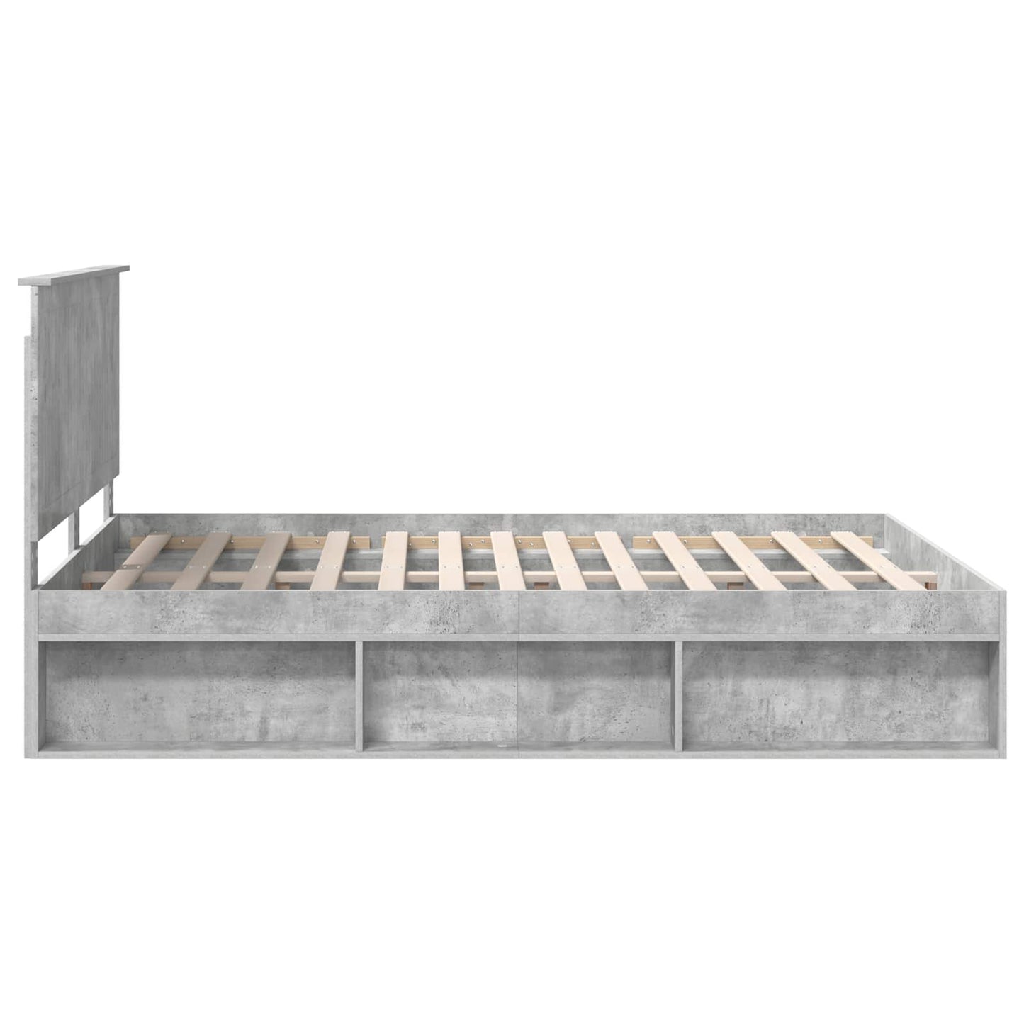vidaXL Bettrahmen Beton Grau 150 x 200 cm Massives Kiefernholz
