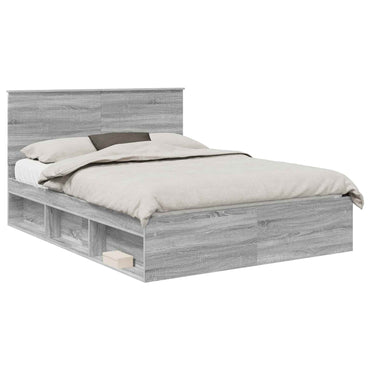 vidaXL Bettrahmen Graues Sonoma 150 x 200 cm Massives Kiefernholz