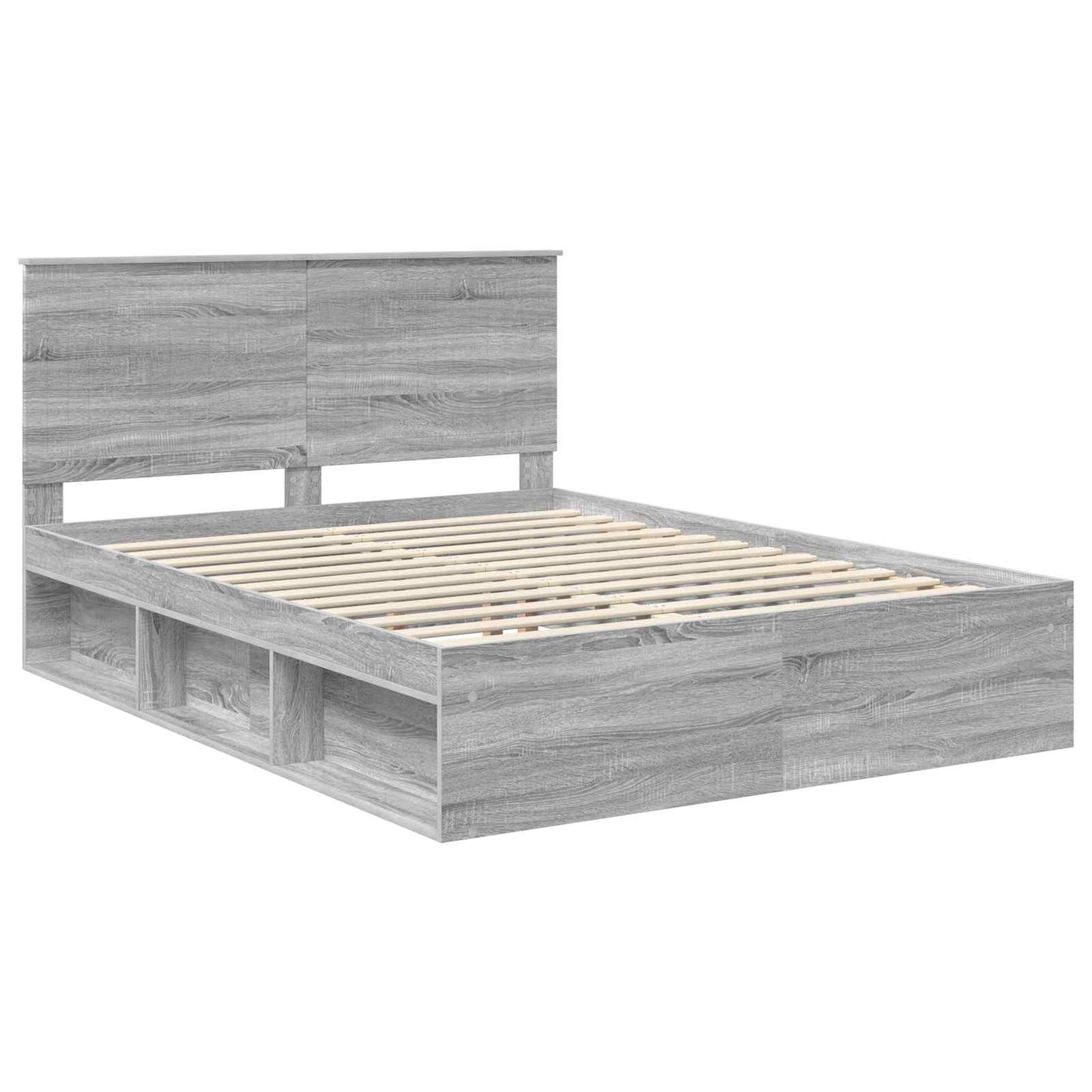 vidaXL Bettrahmen Graues Sonoma 150 x 200 cm Massives Kiefernholz