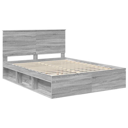 vidaXL Bettrahmen Graues Sonoma 150 x 200 cm Massives Kiefernholz