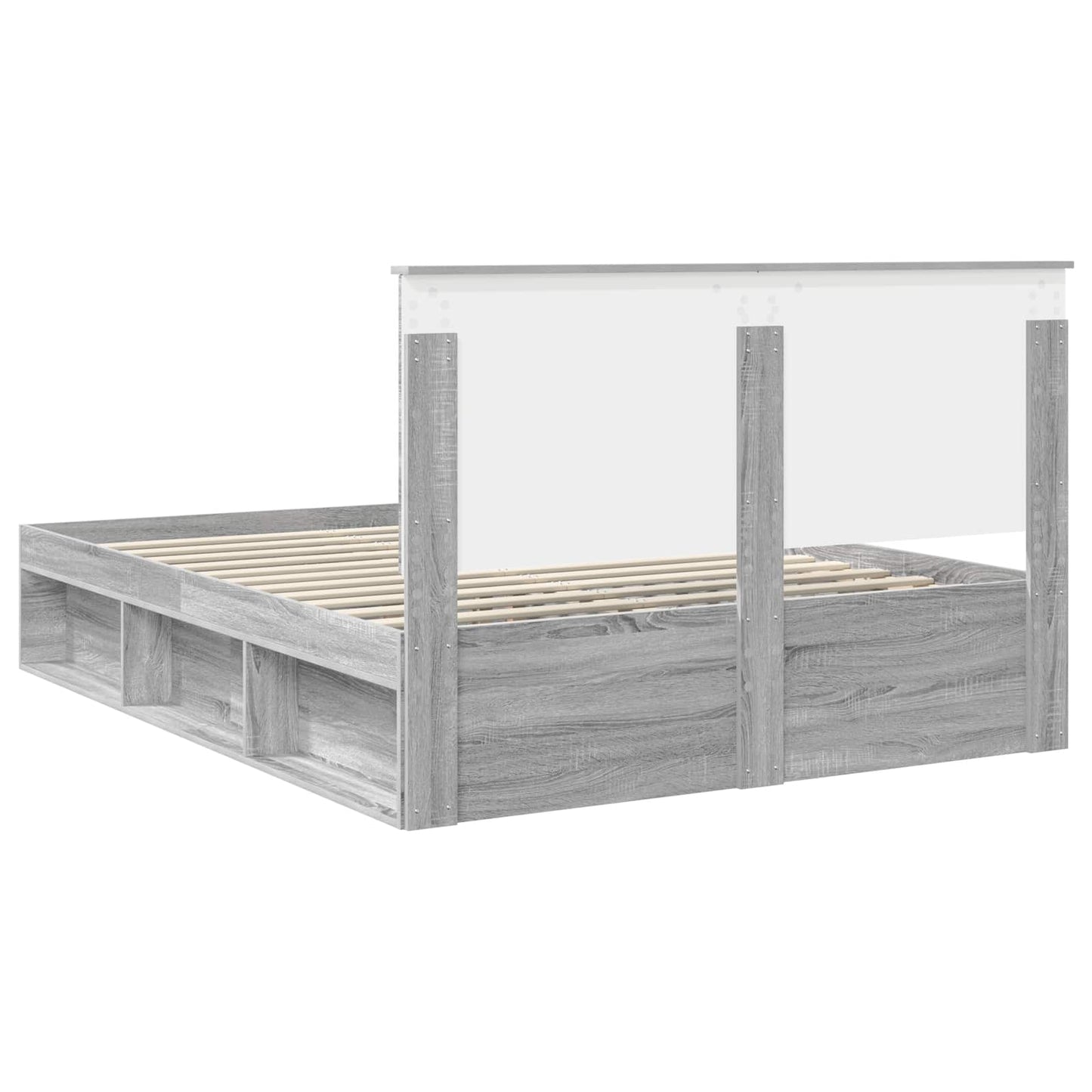 vidaXL Bettrahmen Graues Sonoma 150 x 200 cm Massives Kiefernholz