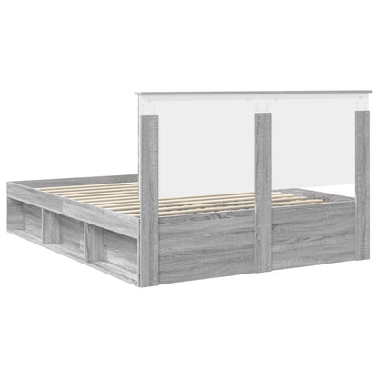 vidaXL Bettrahmen Graues Sonoma 150 x 200 cm Massives Kiefernholz