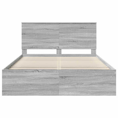 vidaXL Bettrahmen Graues Sonoma 150 x 200 cm Massives Kiefernholz