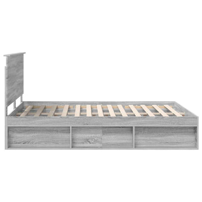 vidaXL Bettrahmen Graues Sonoma 150 x 200 cm Massives Kiefernholz
