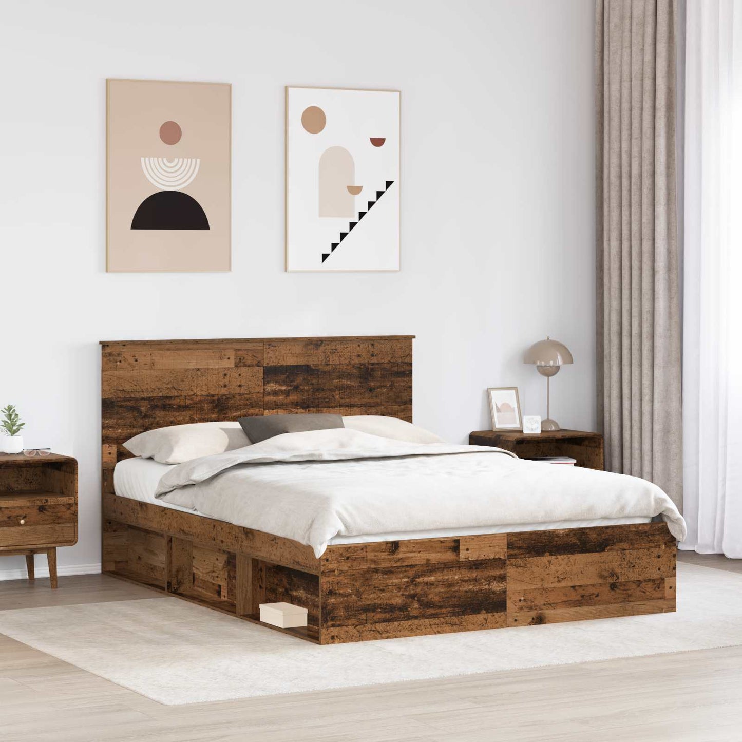 vidaXL Bettrahmen Altholz 150 x 200 cm Massives Kiefernholz
