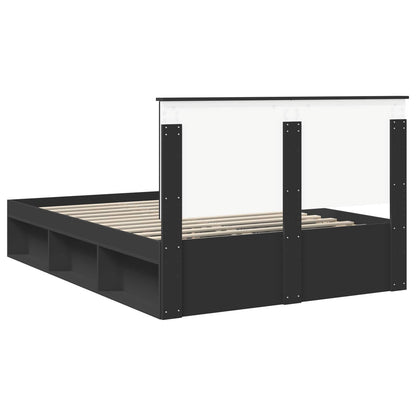 vidaXL Bettrahmen Schwarz 140 x 200 cm Massives Kiefernholz