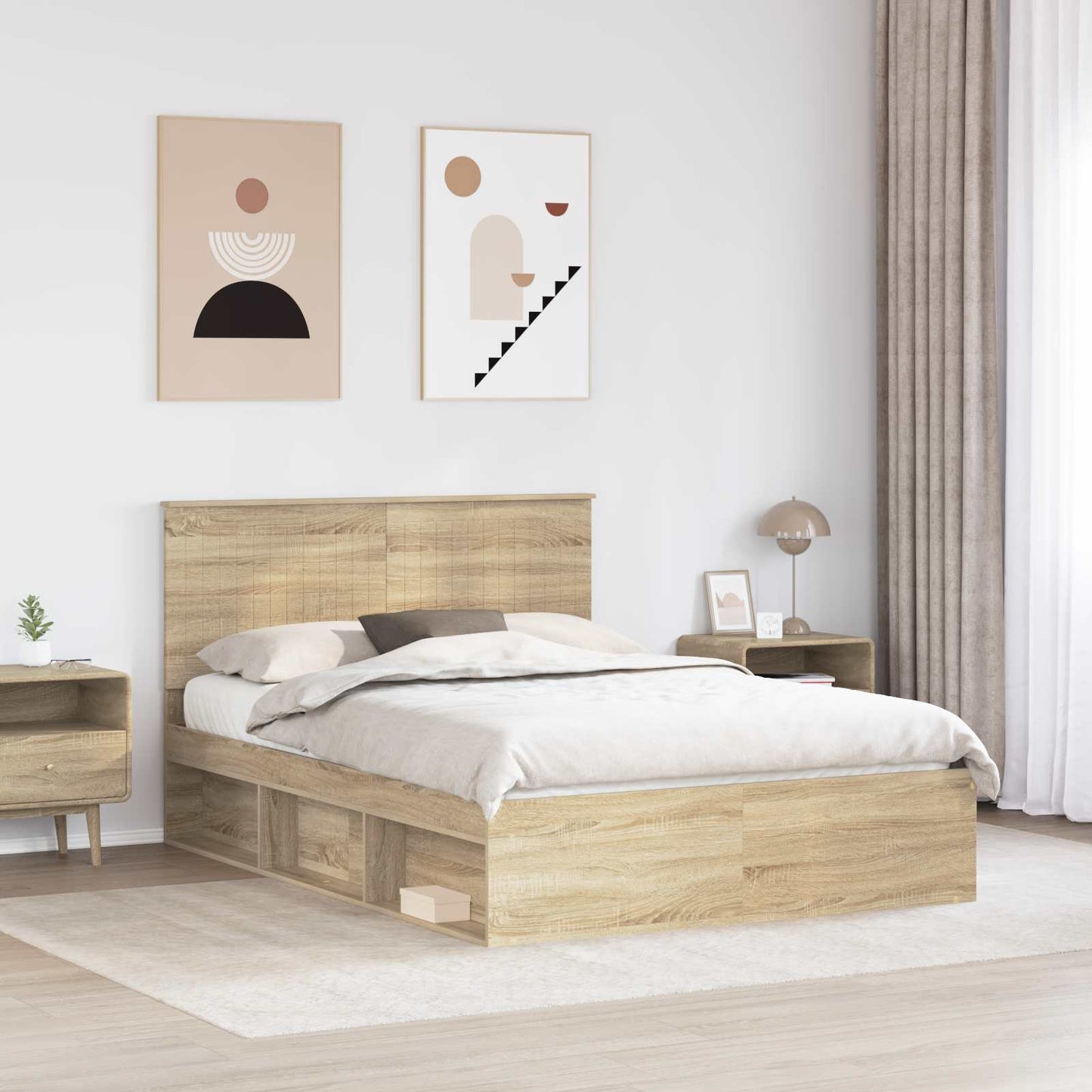 vidaXL Bettrahmen Sonoma 140 x 200 cm Massives Kiefernholz