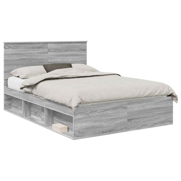 vidaXL Bettrahmen Graues Sonoma 140 x 200 cm Massives Kiefernholz