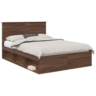 vidaXL Bettrahmen Braun Eichen-Optik 140 x 200 cm Massives Kiefernholz