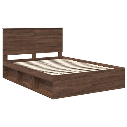 vidaXL Bettrahmen Braun Eichen-Optik 140 x 200 cm Massives Kiefernholz