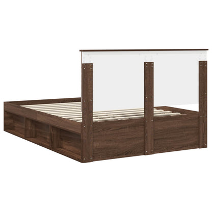 vidaXL Bettrahmen Braun Eichen-Optik 140 x 200 cm Massives Kiefernholz