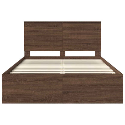 vidaXL Bettrahmen Braun Eichen-Optik 140 x 200 cm Massives Kiefernholz