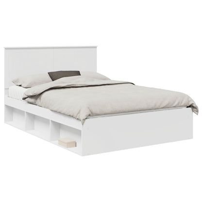 vidaXL Bettrahmen mit Kopfteil Weiß 140 x 190 cm Massives Kiefernholz