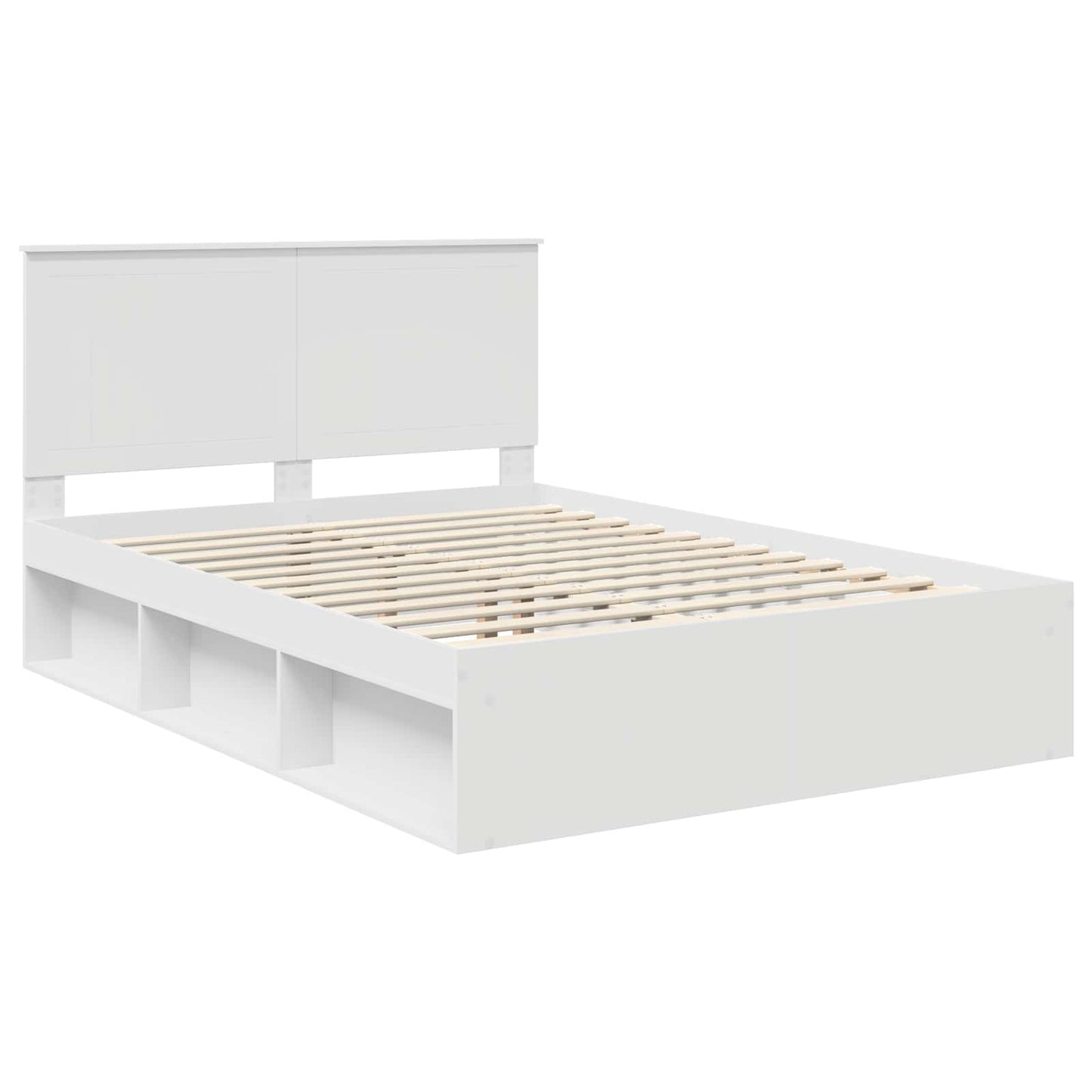 vidaXL Bettrahmen mit Kopfteil Weiß 140 x 190 cm Massives Kiefernholz