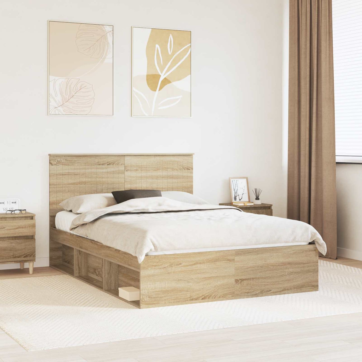 vidaXL Bettrahmen Sonoma 140 x 190 cm Massives Kiefernholz
