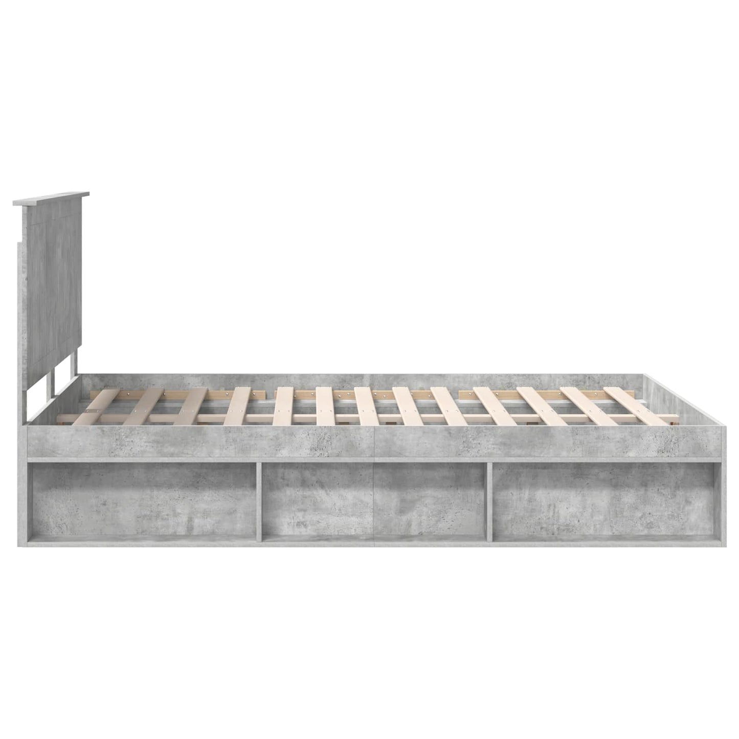 vidaXL Bettrahmen mit Kopfteil Beton 140 x 190 cm Massives Kiefernholz