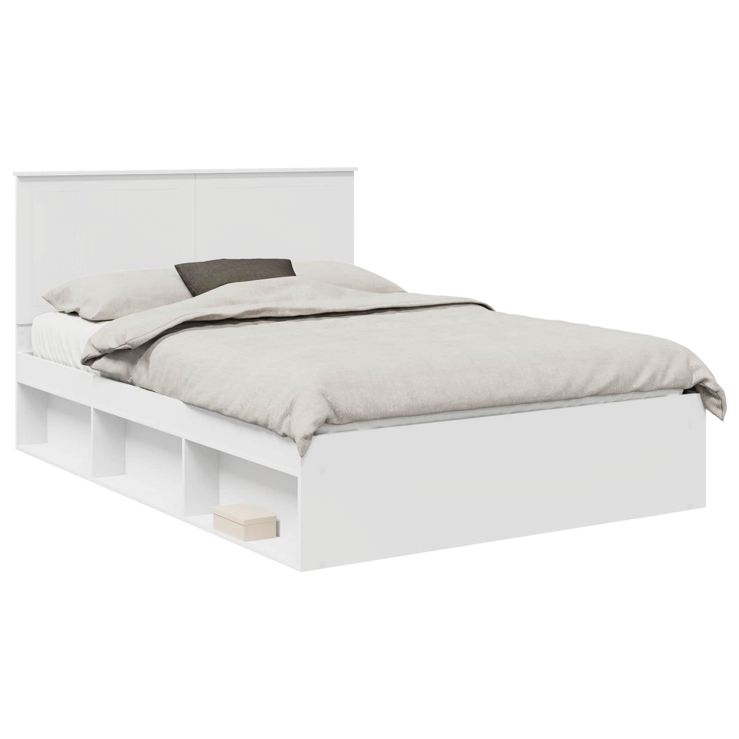 vidaXL Cadre de lit avec tête de lit Blanc 135 x 190 cm Bois de pin massif