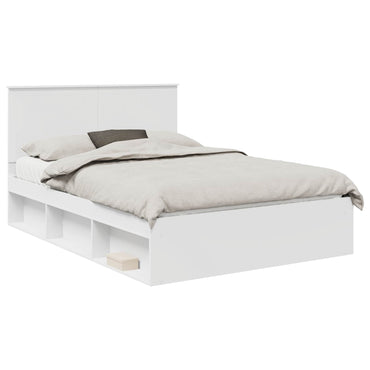 vidaXL Cadre de lit avec tête de lit Blanc 135 x 190 cm Bois de pin massif