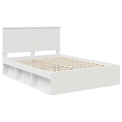 vidaXL Cadre de lit avec tête de lit Blanc 135 x 190 cm Bois de pin massif