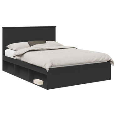 vidaXL Cadre de lit noir 135 x 190 cm Bois de pin massif