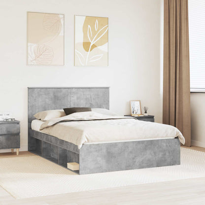 vidaXL Cadre de lit Gris Béton 135 x 190 cm Pin Massif