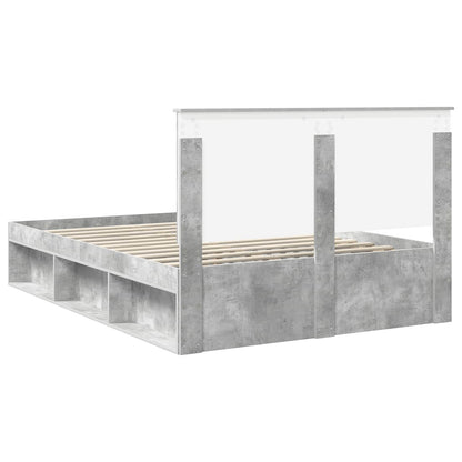 vidaXL Cadre de lit Gris Béton 135 x 190 cm Pin Massif