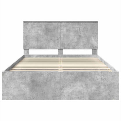 vidaXL Cadre de lit Gris Béton 135 x 190 cm Pin Massif