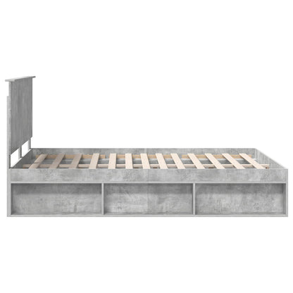 vidaXL Cadre de lit Gris Béton 135 x 190 cm Pin Massif