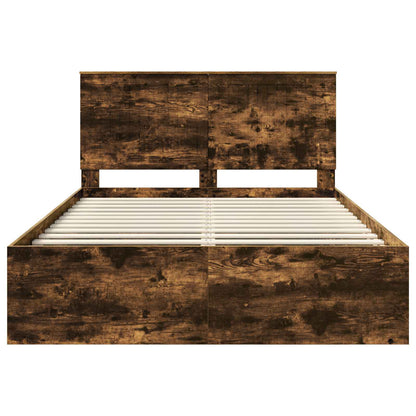 vidaXL Cadre de lit Chêne fumé 135 x 190 cm Pin massif